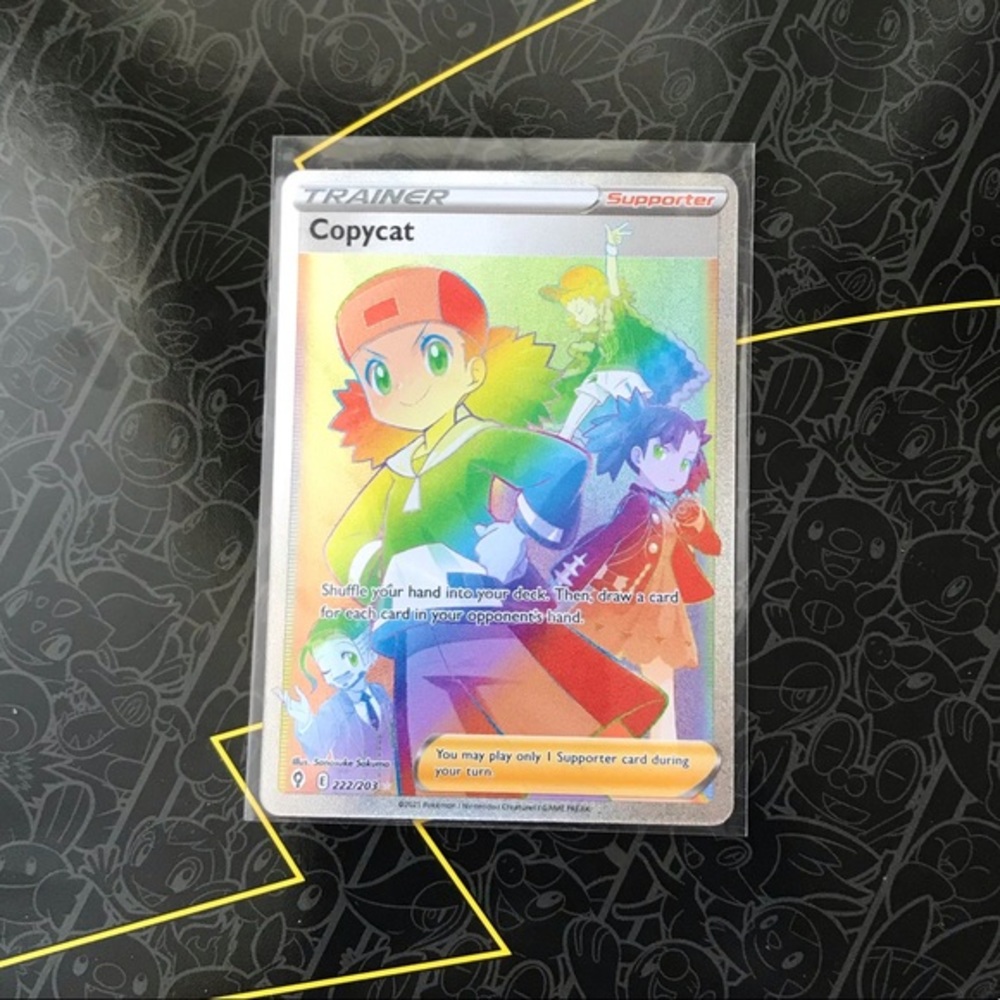 Copycat Trainer Rainbow Secret Rare Authentic Pokemon Card #222/203